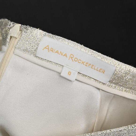 ARIANA ROCKEFELLER Skirt Size 0 Metallic Champagne Straight Pencil Back Slit - Picture 7 of 9